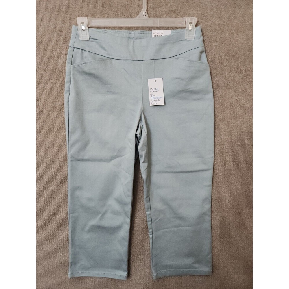 Croft & Barrow Effortless Stretch Capri Pants Womens 6 Blue Pull On Slimming NEW
